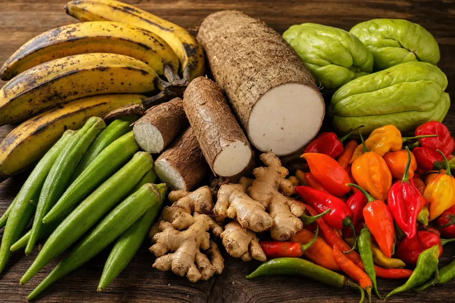 Légumes exotiques : plantain, igname, gingembre