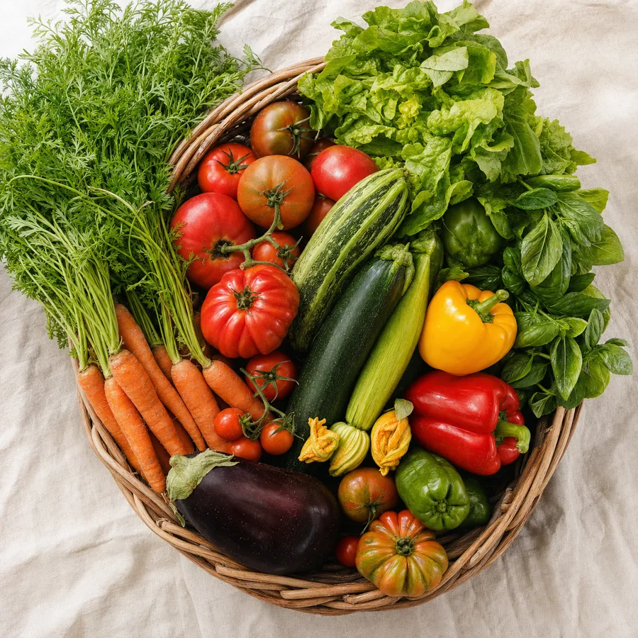 Panier de légumes frais de saison